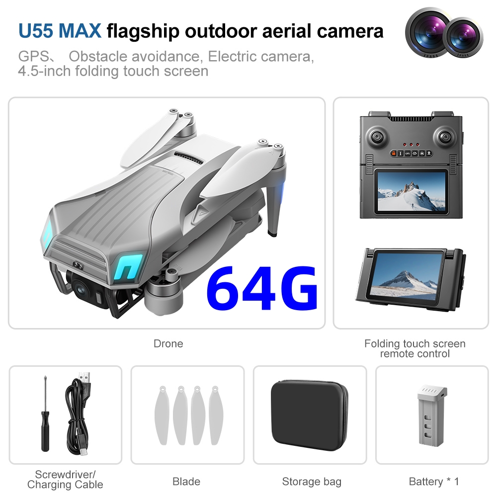 Drone Gimbal 2 Axis - طائرة NCZOBOE U55 الاحترافية المزودة بنظام